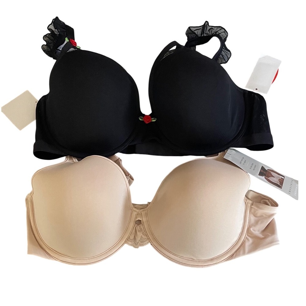 Parade Bali Bra Bundle Black Mesh Rose XL & Beige One Smooth U 38C Set of 2 NWT